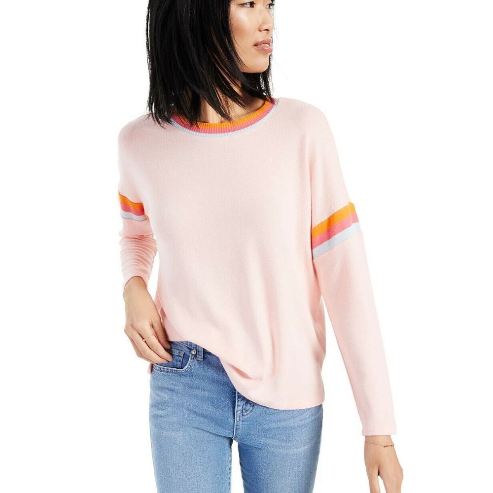 Style & Co Plus Size Striped-Trim Top Champagne Pink Size 2X